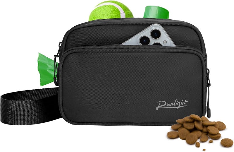 Runlight Dog Training Treat Pouch Fanny Pack,Dog Waist Belt,Dogs Walking Bag Crossbody with Poop Bags,Puppy Treat Bag Training Pouch (Black) - Image 1